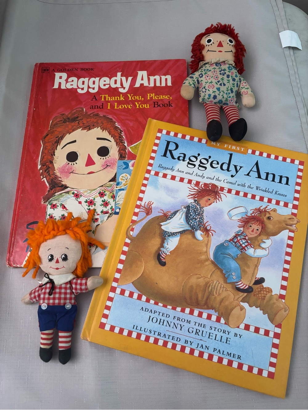 Raggedy Ann Story Book Set with Red-Haired Rag Dolls - Raggedy Ann